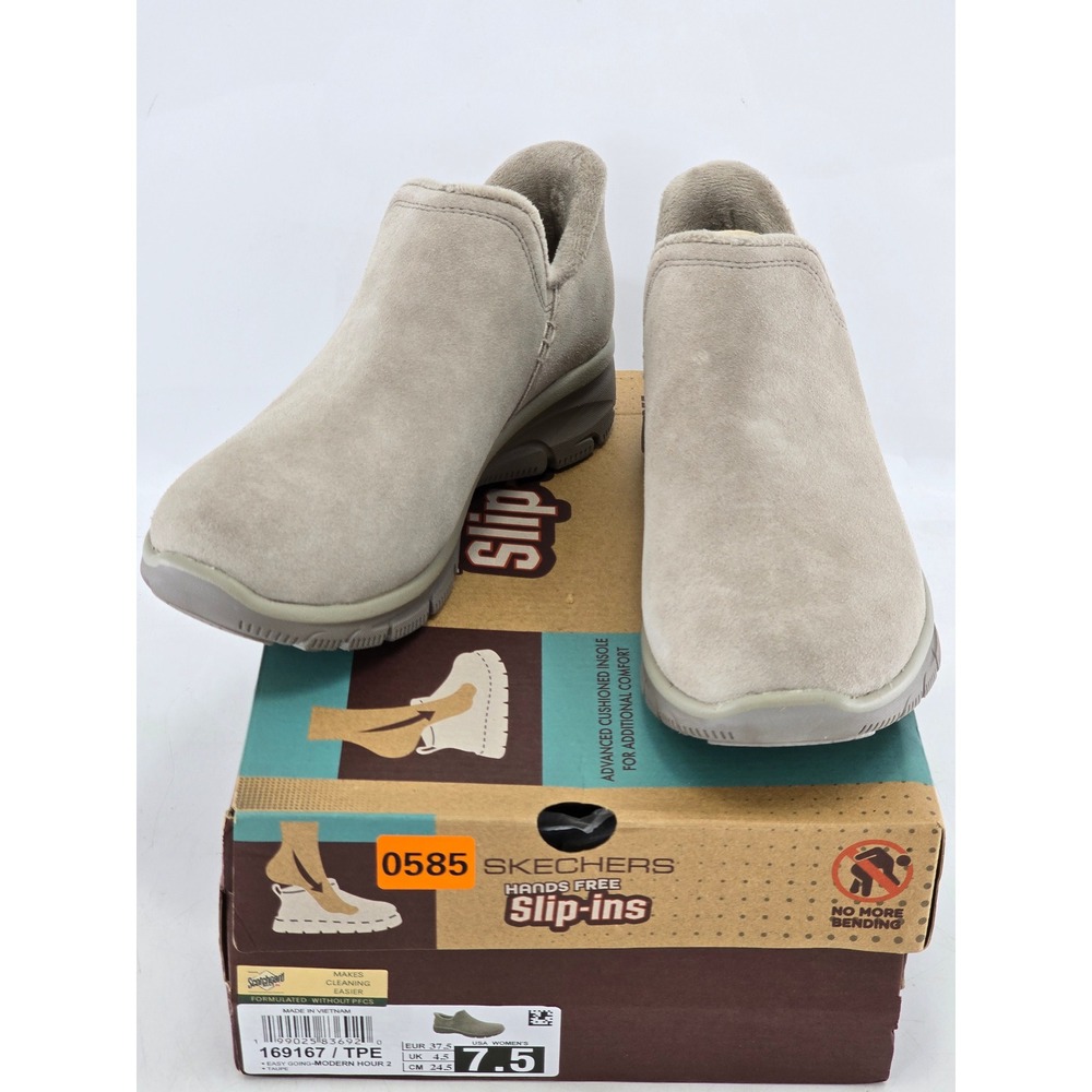 Skechers Slip-ins Easy Going Modern Hour 2 Women 7.5 Taupe Suede - New